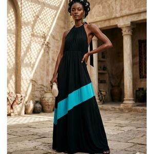 Marciano Black & blue halter dress - size Small In Great Condition